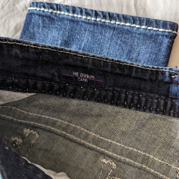 Vigoss Dark Wash The Dublin Capri Embellished Rear Pocket Size 7/8 21" Length - Picture 6 of 10